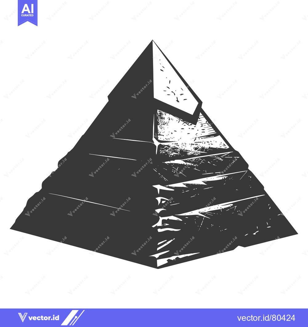 Premium Vector dari A Monochromatic Illustration of a Pyramid with a Rough Texture