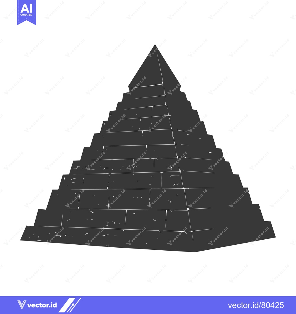Premium Vector dari A Black and White Silhouette of a Large Pyramid