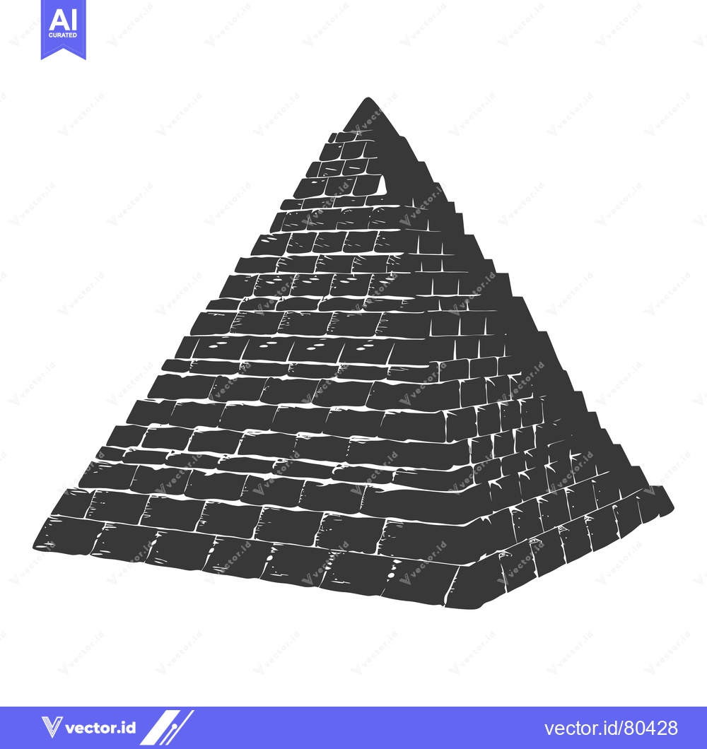 Premium Vector of A Black and White Illustration of a Stone Pyramid