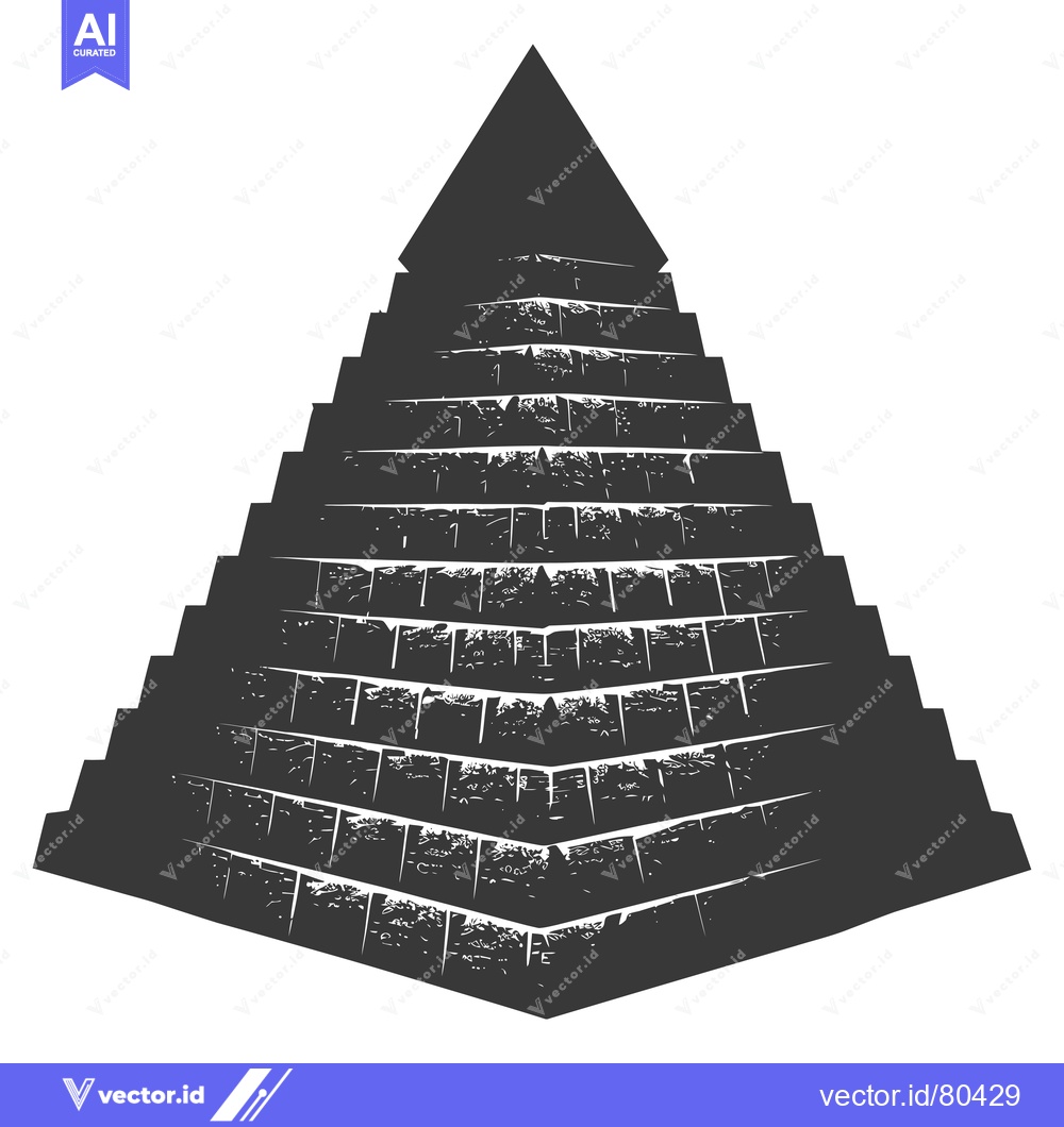 Premium Vector of A Black and White Illustration of a Pyramid with a Rough Texture
