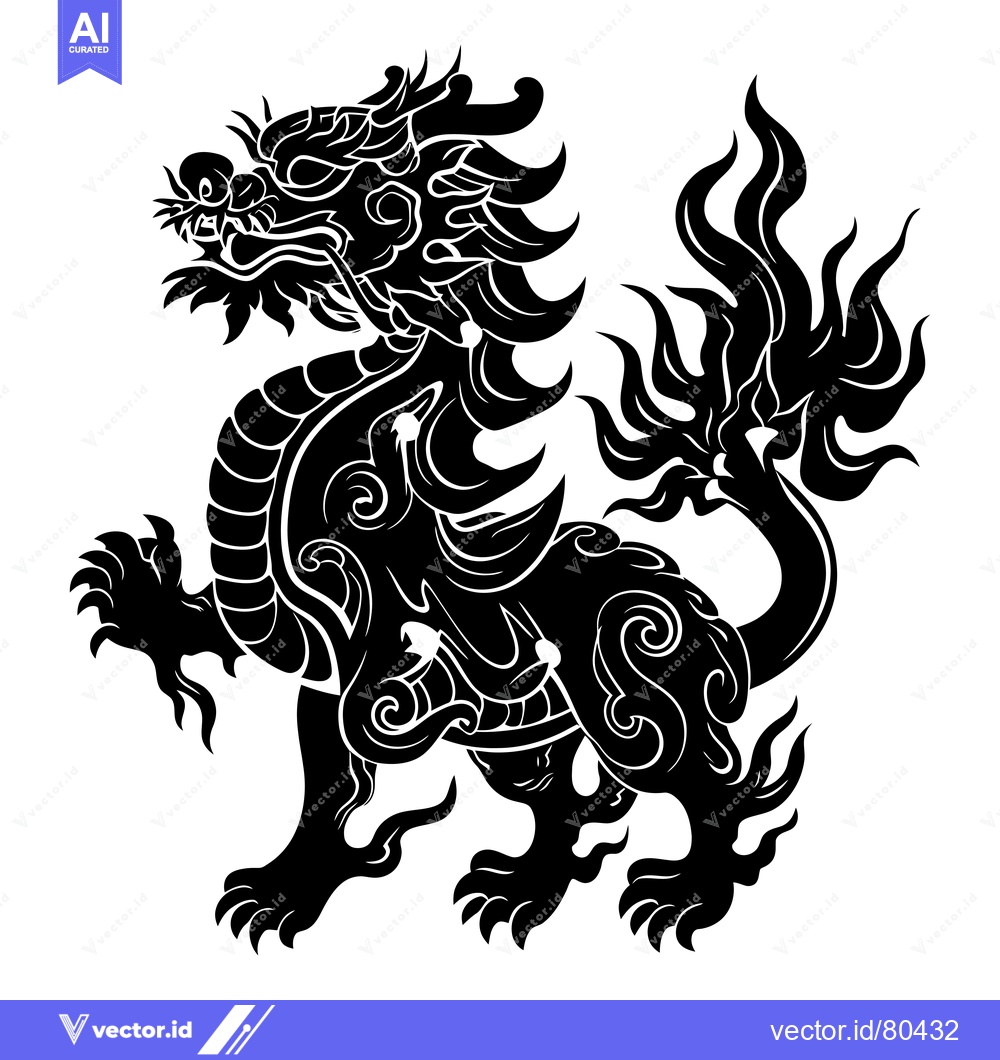 Premium Vector dari Black and White Illustration of a Chinese Dragon with Intricate Detail