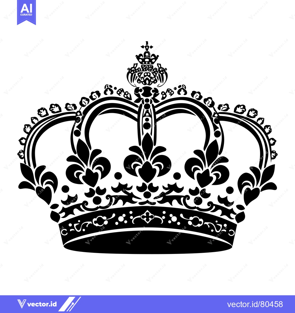Premium Vector dari Ornate Black and White Crown with Floral Motifs