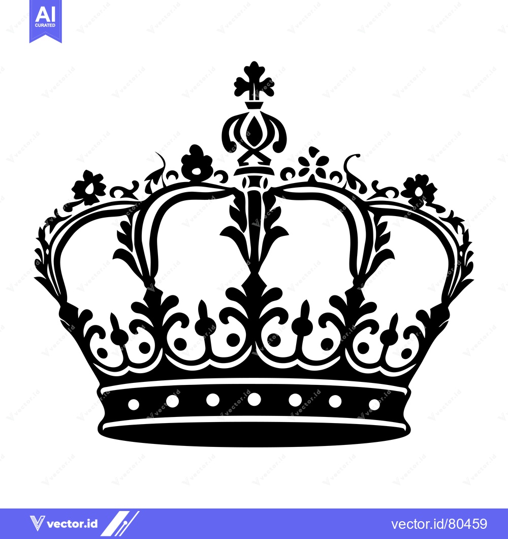 Premium Vector of Ornate Black and White Crown with Floral Details