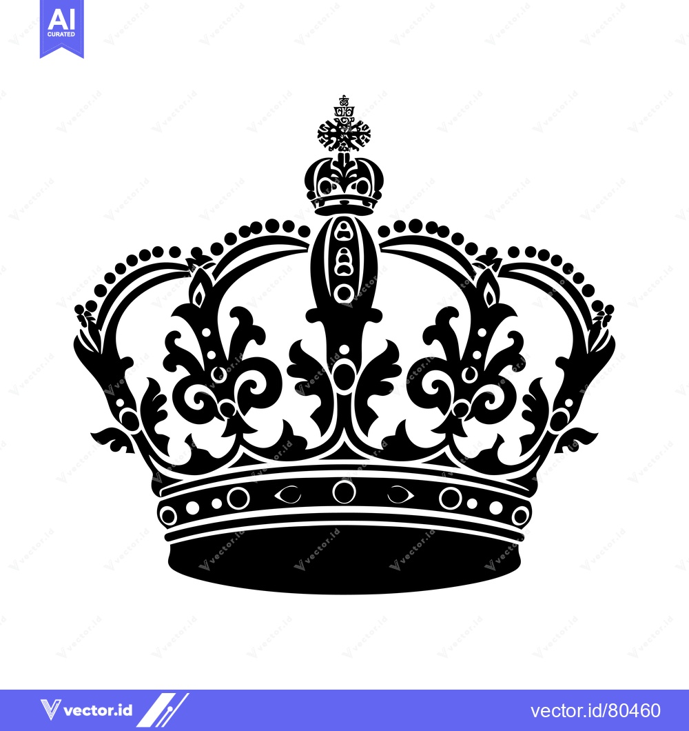Premium Vector dari Ornate Black and White Crown with Floral Design
