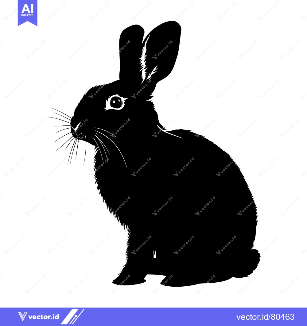 Premium Vector dari Black and White Silhouette of a Sitting Rabbit