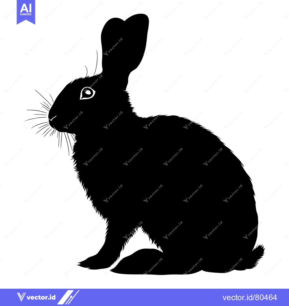 Premium Vector dari Black and White Silhouette of a Rabbit Sitting