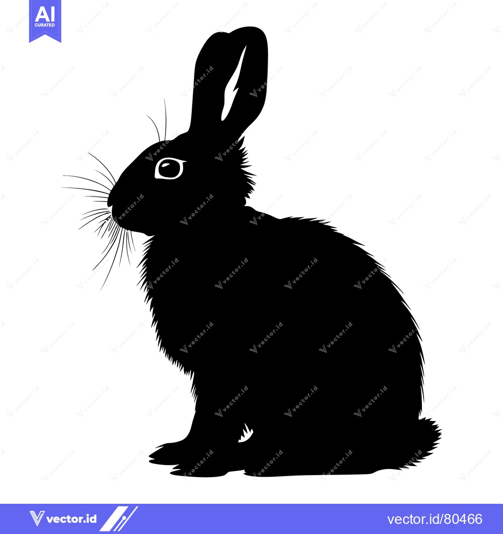 Premium Vector dari Black and White Silhouette of a Sitting Rabbit