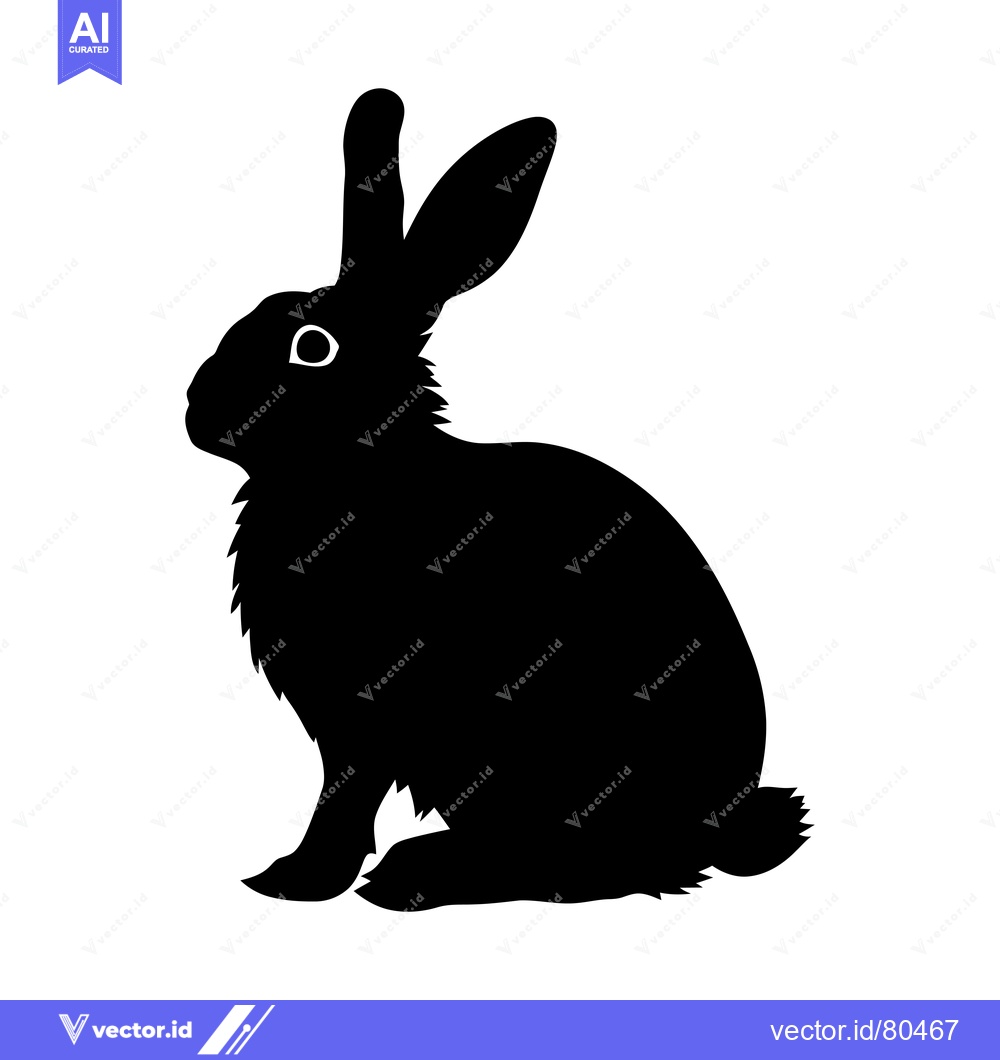 Premium Vector of Black and White Silhouette of a Sitting Rabbit
