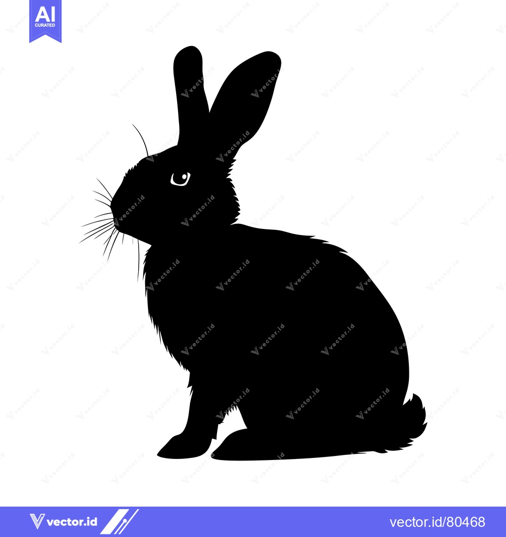 Premium Vector dari Black and White Silhouette of a Sitting Rabbit