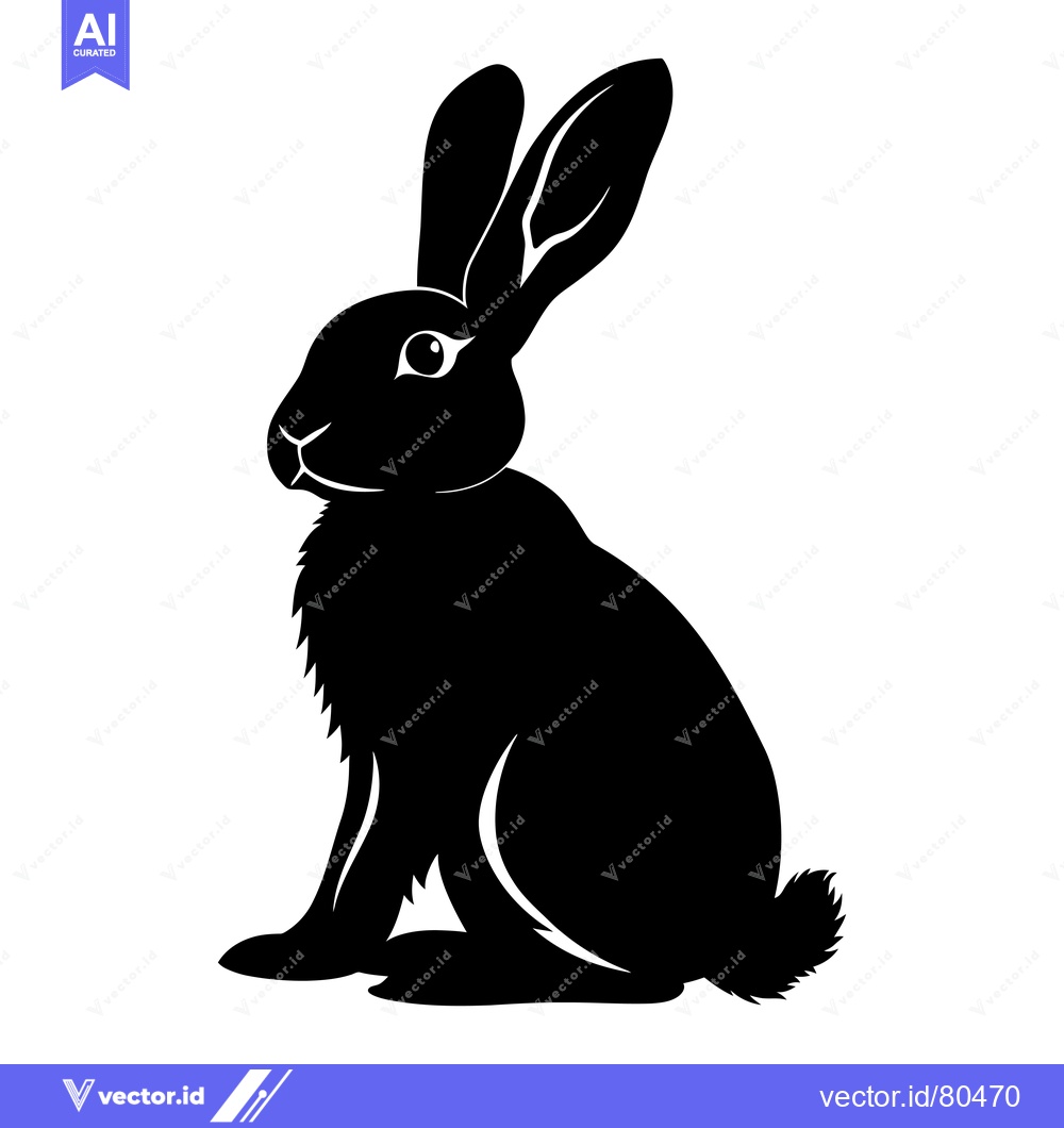 Premium Vector dari Black and White Silhouette of a Sitting Rabbit