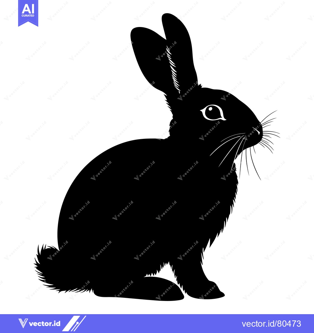 Premium Vector dari Black and White Silhouette of a Sitting Rabbit