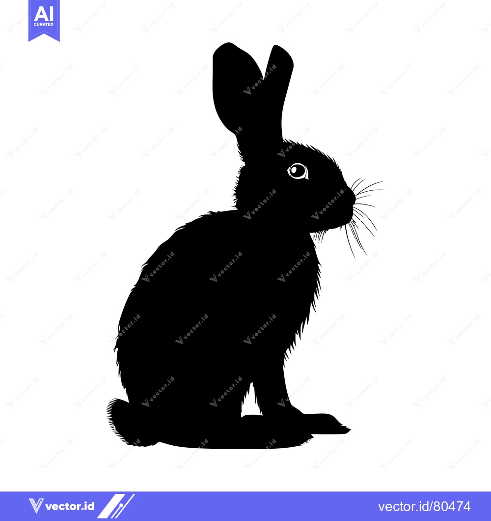 Premium Vector dari Black and White Silhouette of a Sitting Rabbit