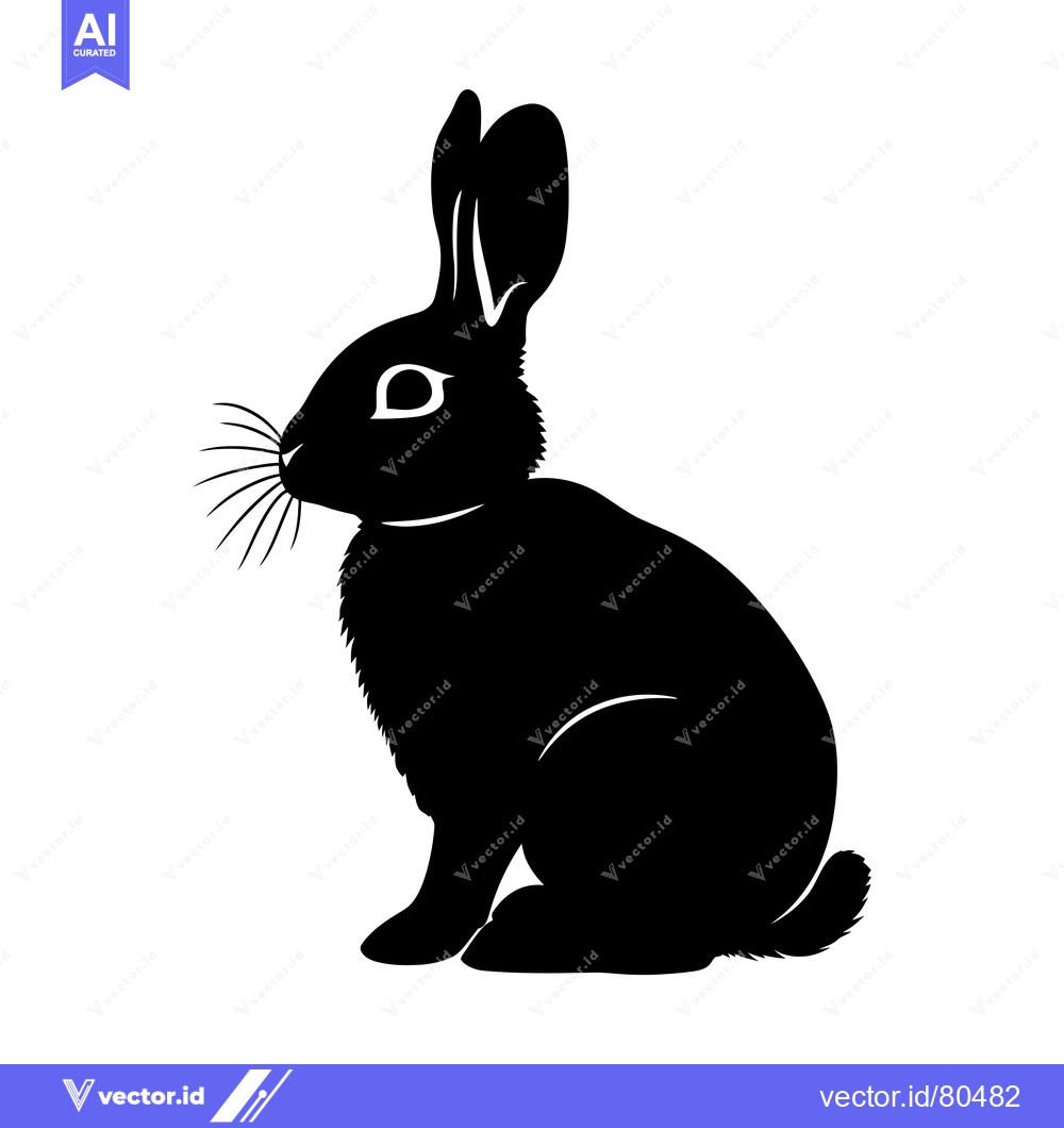 Premium Vector dari Black and White Silhouette of a Sitting Rabbit