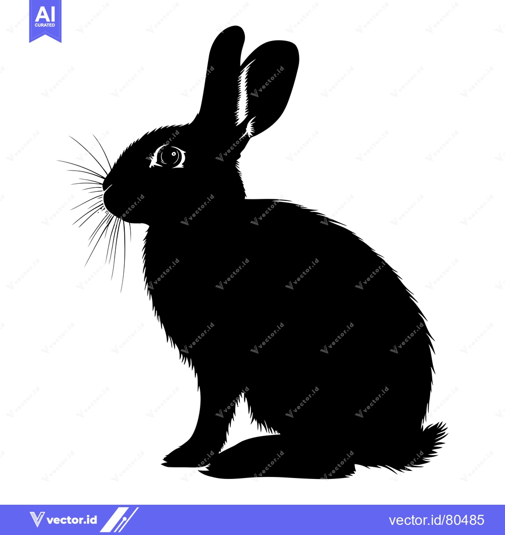Premium Vector dari Black and White Silhouette of a Sitting Rabbit