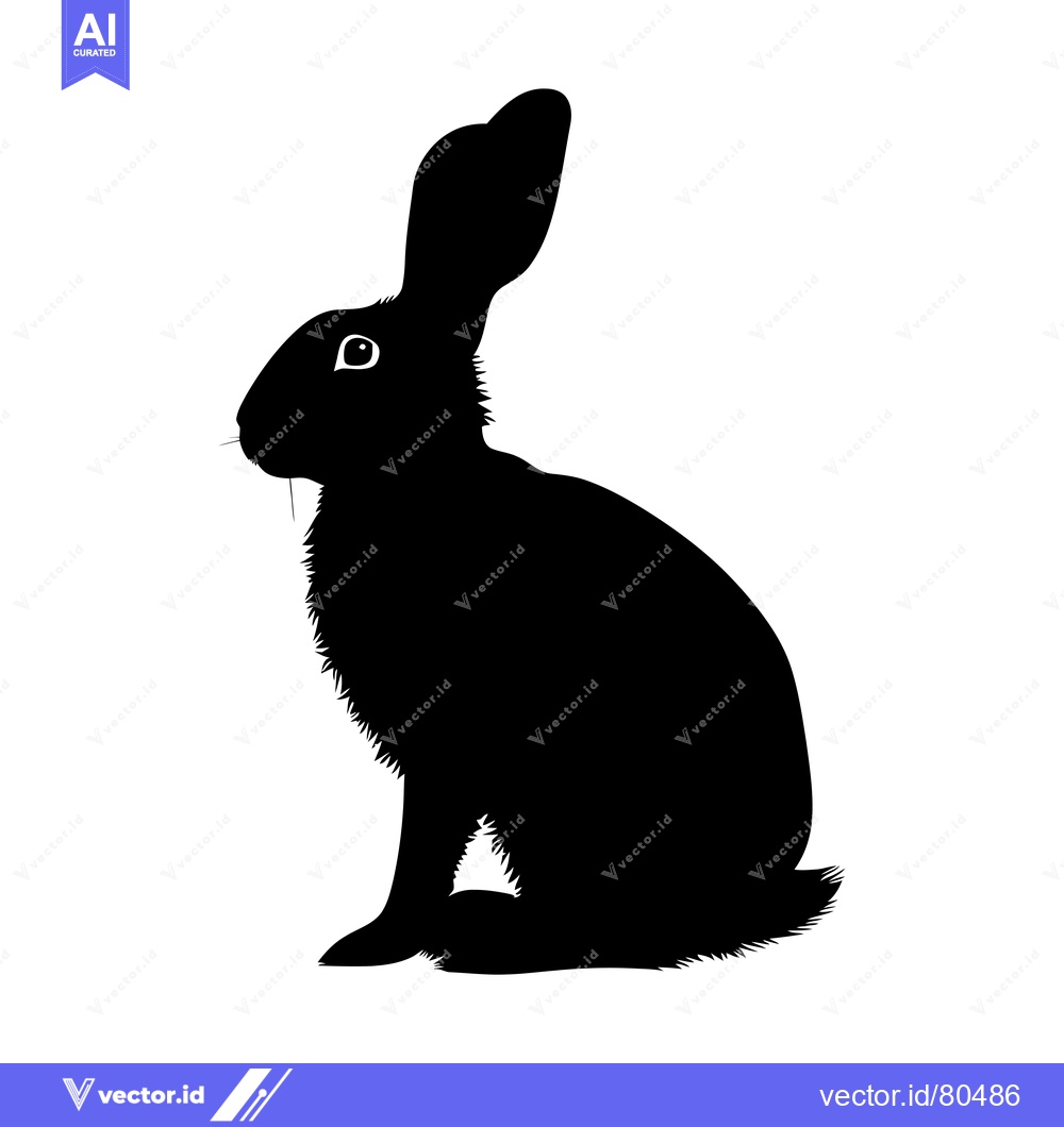 Premium Vector of Black and White Silhouette of a Sitting Rabbit