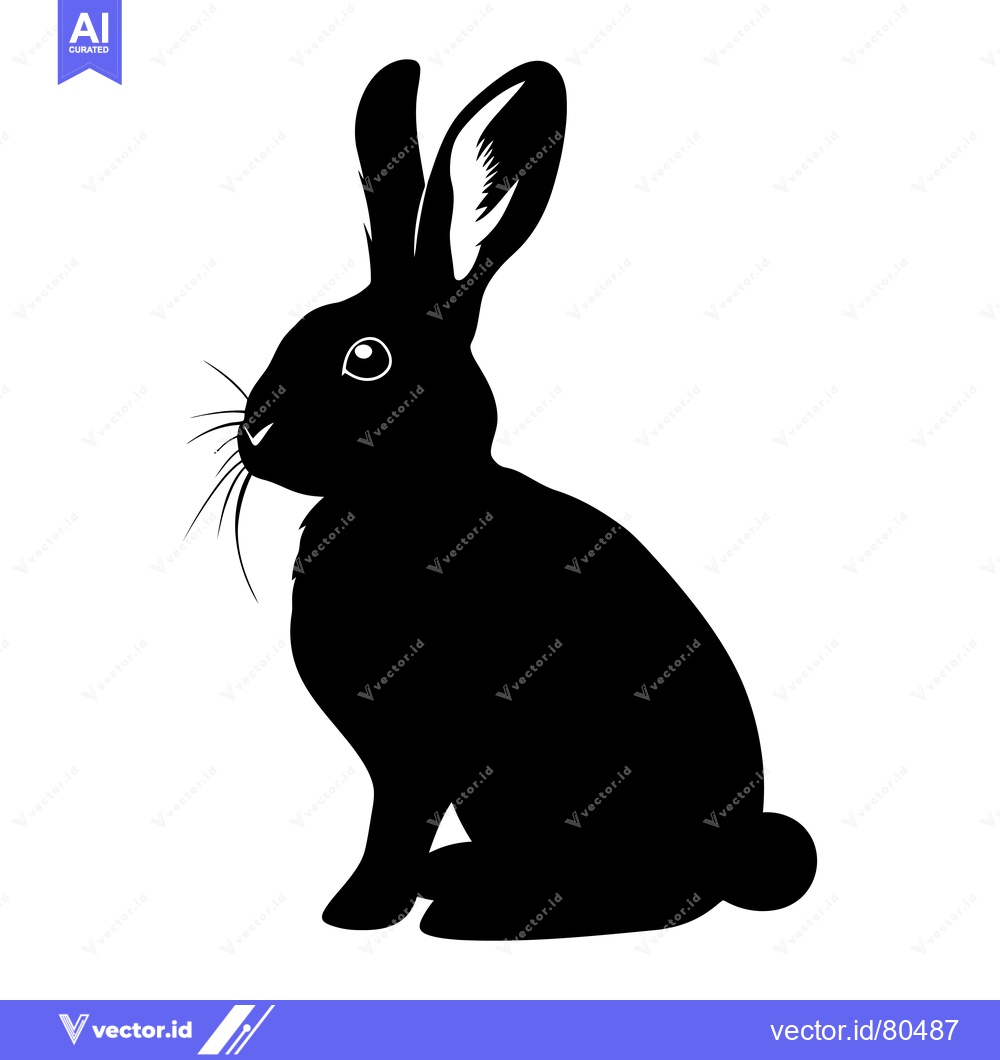 Premium Vector dari Black and White Silhouette of a Sitting Rabbit