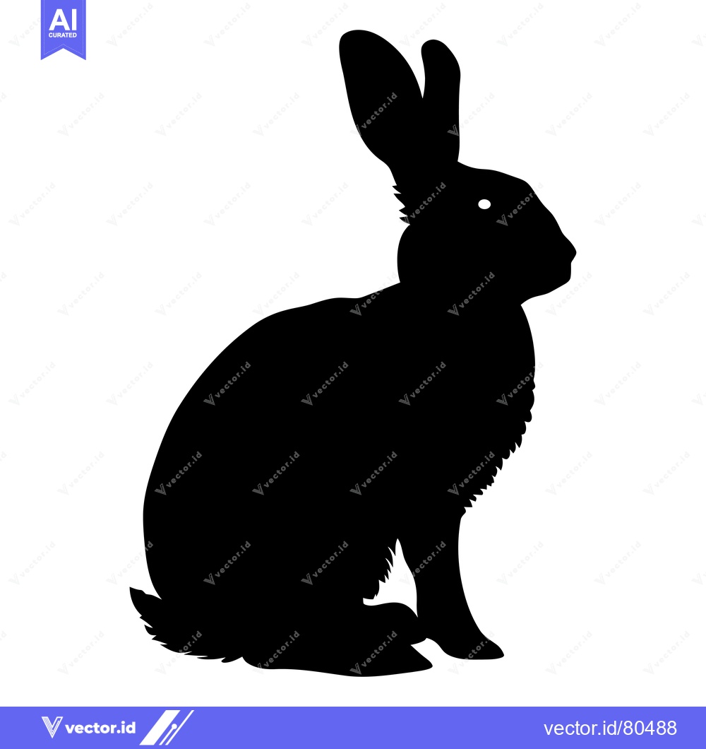 Premium Vector of Black Silhouette of a Sitting Hare