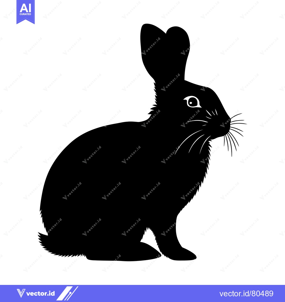 Premium Vector dari Black and White Silhouette of a Sitting Rabbit