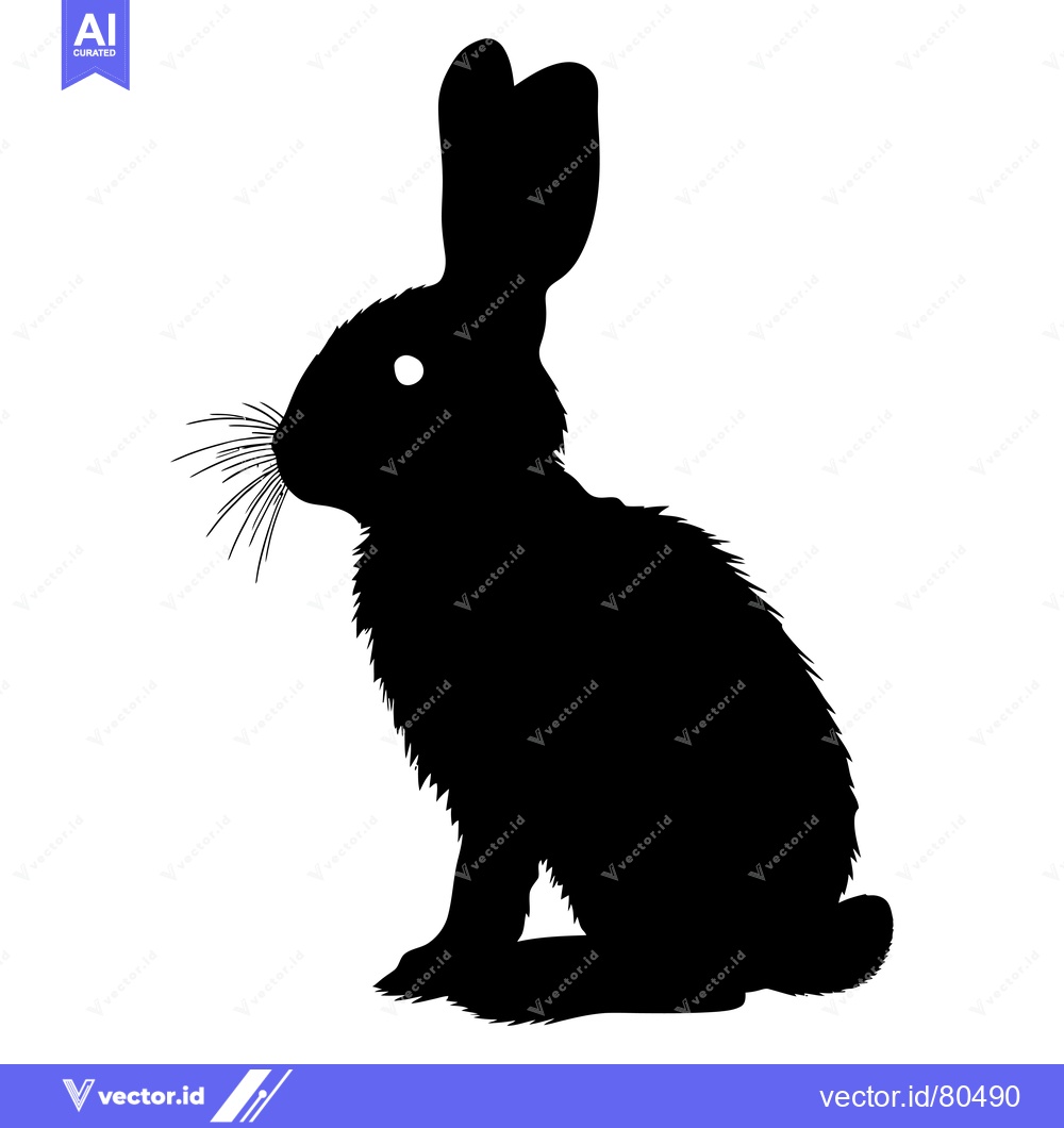 Premium Vector dari Silhouette of a Sitting Rabbit with Long Whiskers