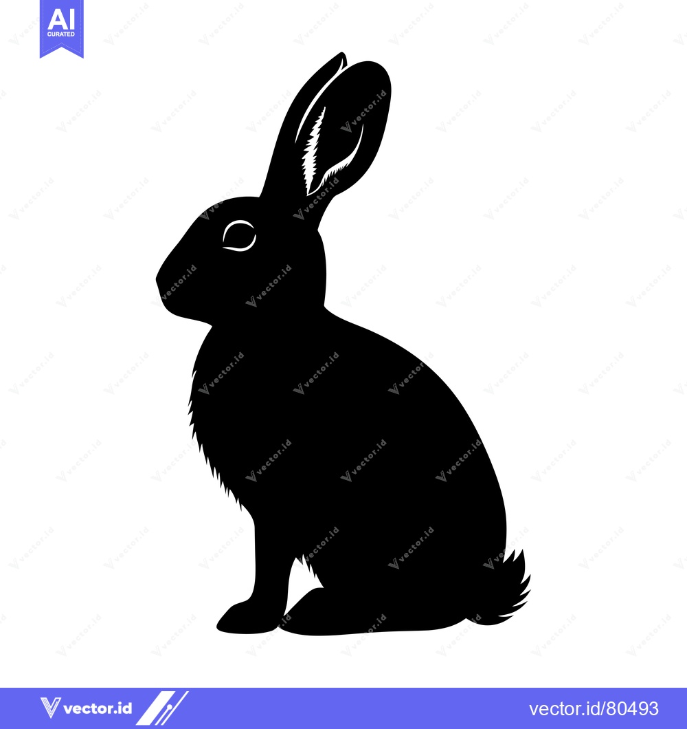 Premium Vector dari Black Silhouette of a Sitting Rabbit