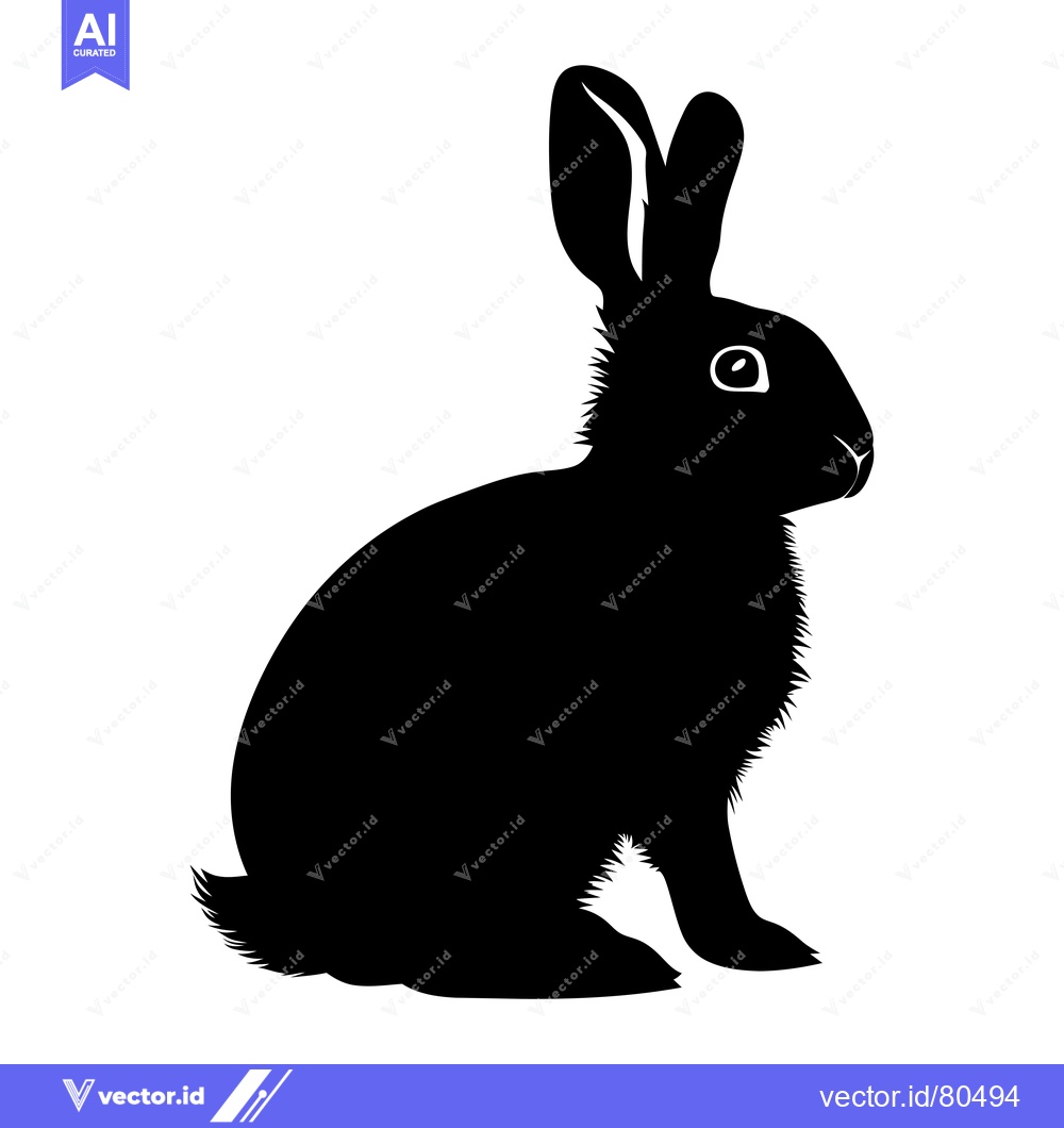 Premium Vector of Black and White Silhouette of a Sitting Rabbit