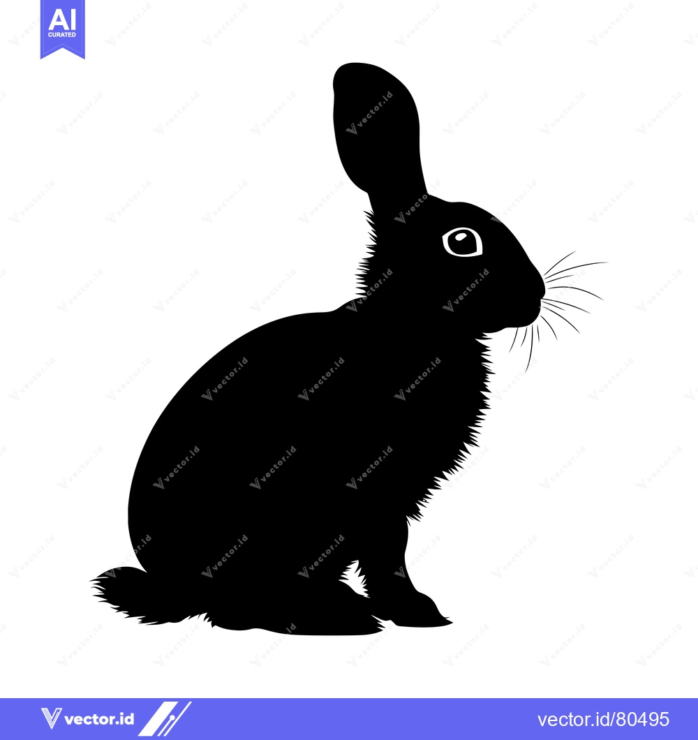 Premium Vector dari Black and White Silhouette of a Sitting Rabbit