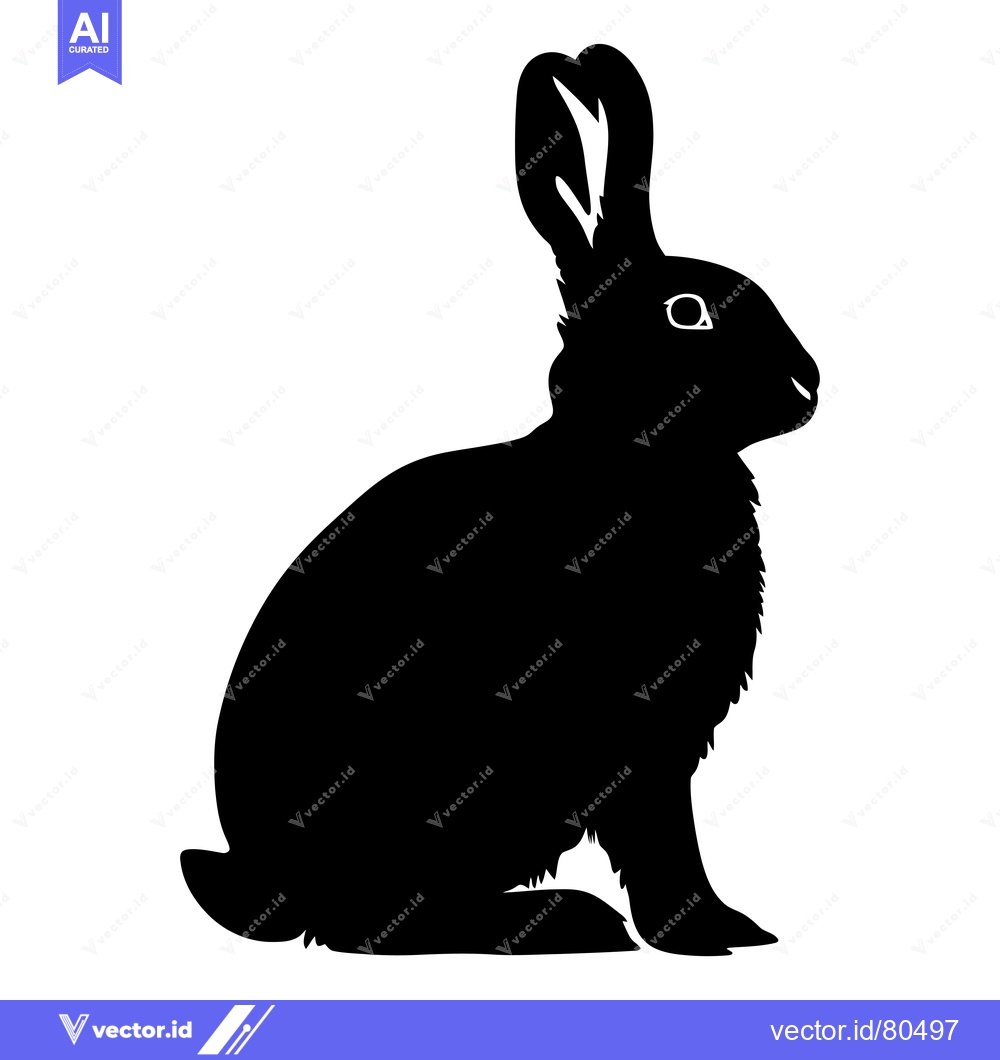 Premium Vector dari Black Silhouette of a Sitting Rabbit
