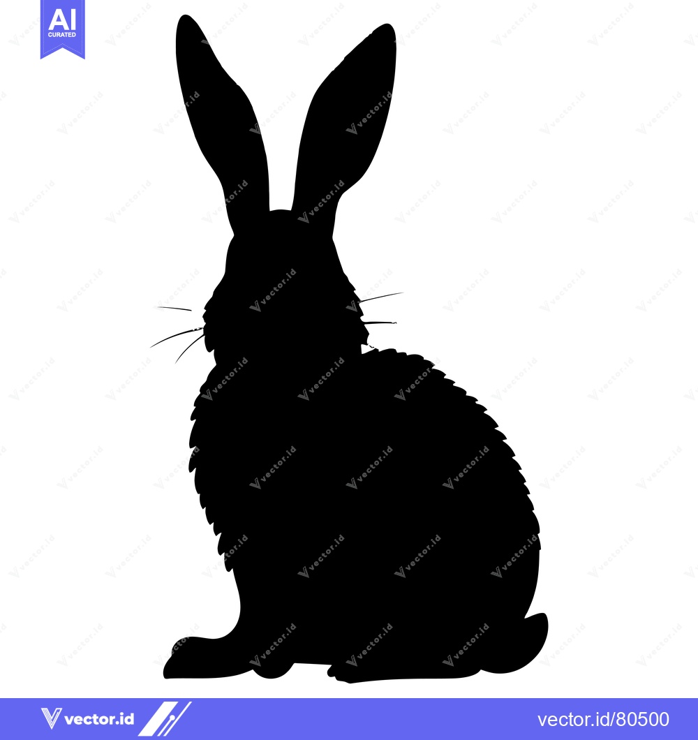 Premium Vector dari Black and White Silhouette of a Sitting Rabbit