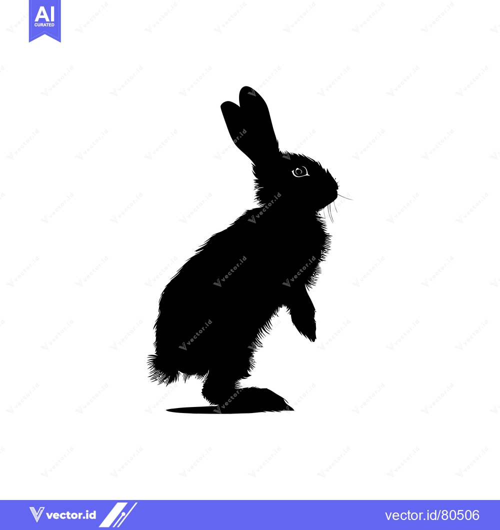 Premium Vector dari Black Silhouette of a Rabbit Standing on Hind Legs