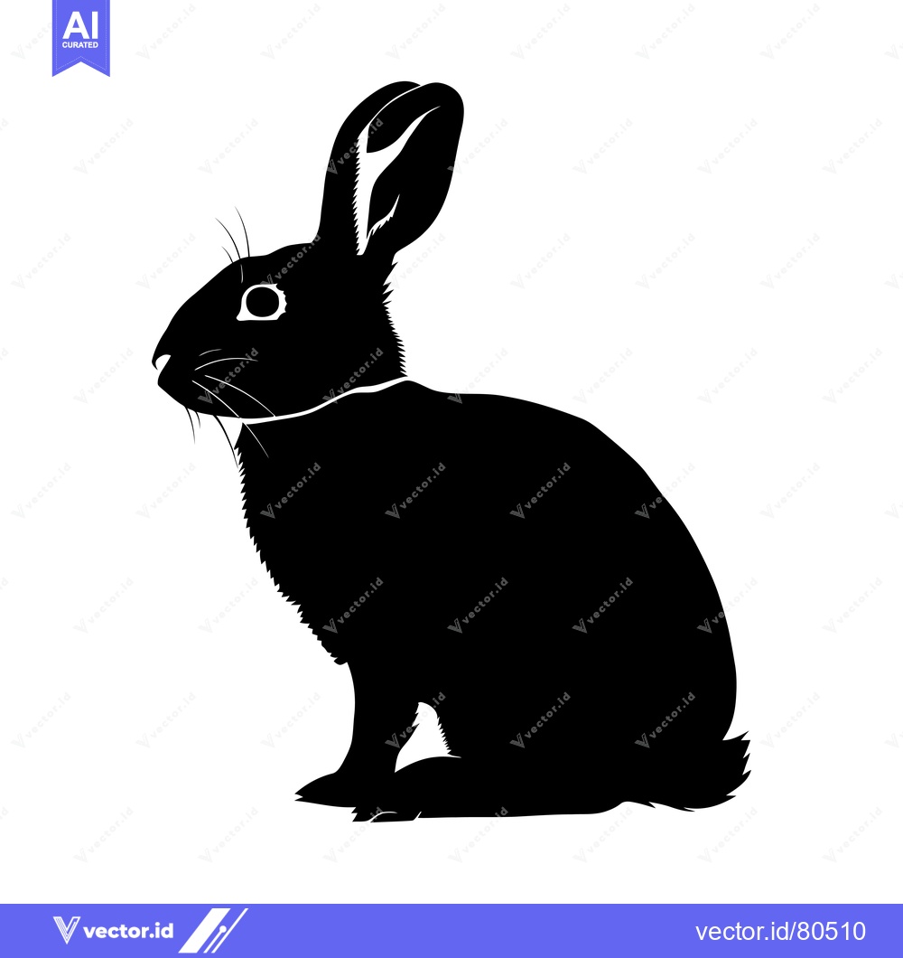 Premium Vector dari Black and White Silhouette of a Sitting Rabbit