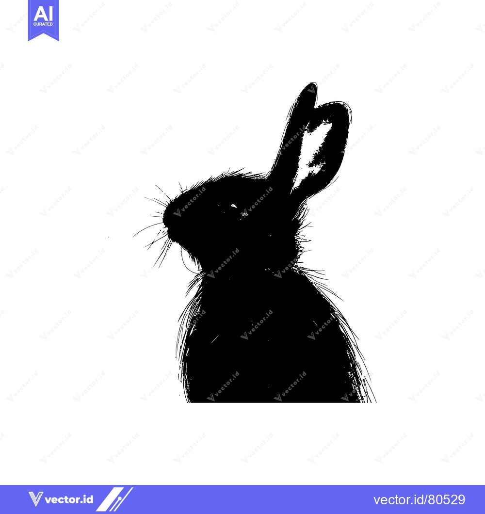 Premium Vector of Silhouette of a rabbit's head with long ears