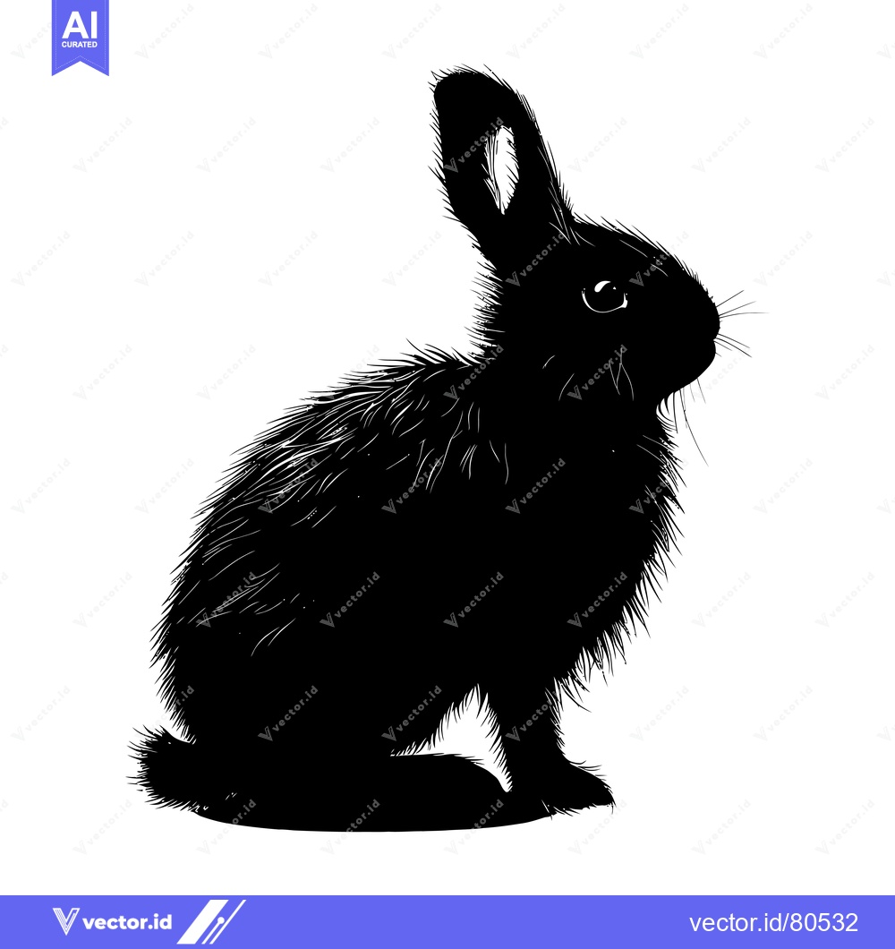 Premium Vector dari Black and White Silhouette of a Sitting Rabbit