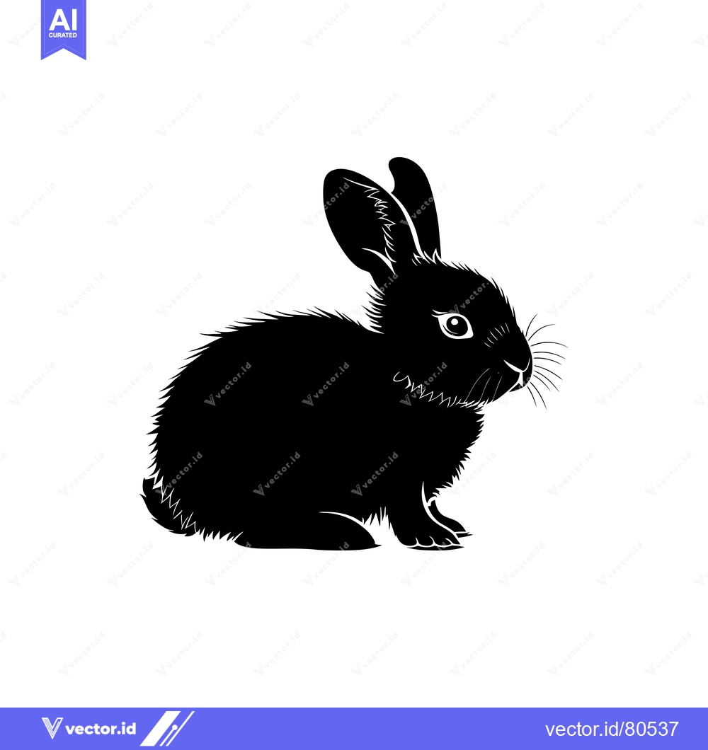 Premium Vector dari Black and White Silhouette of a Sitting Rabbit