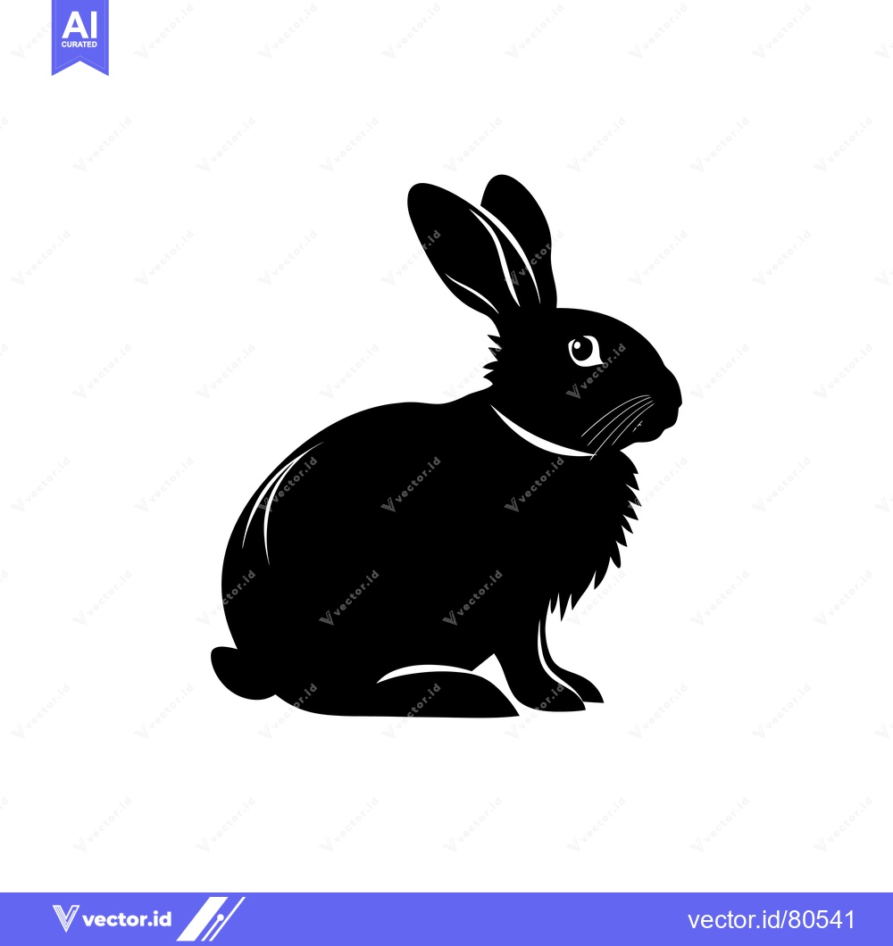 Premium Vector of A black and white silhouette of a rabbit sitting