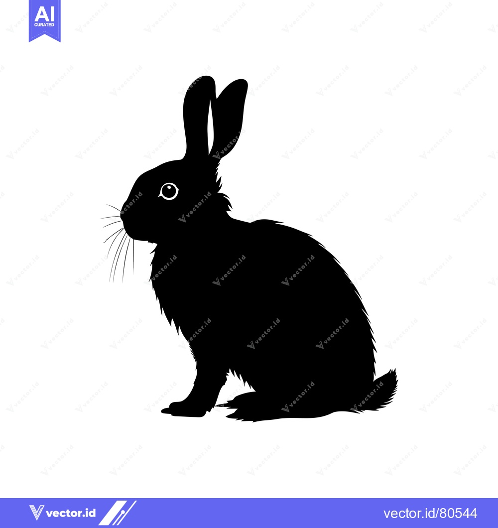 Premium Vector dari Black and White Silhouette of a Sitting Rabbit