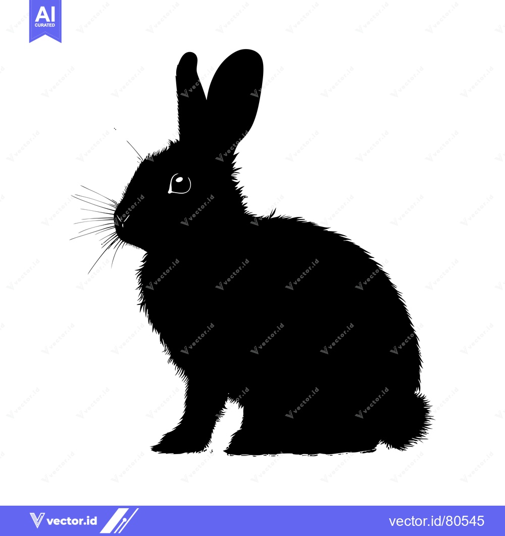 Premium Vector dari Black and White Silhouette of a Sitting Rabbit