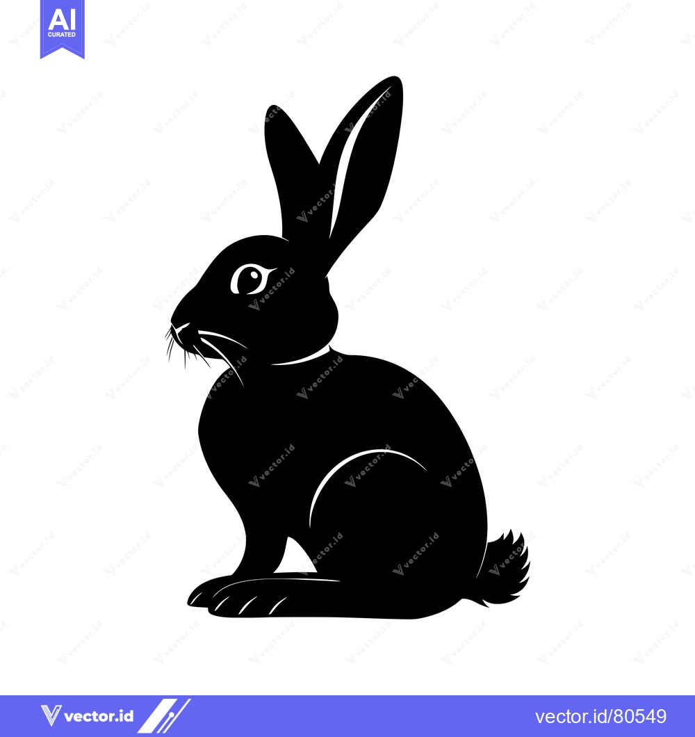 Premium Vector dari Black and White Silhouette of a Sitting Rabbit