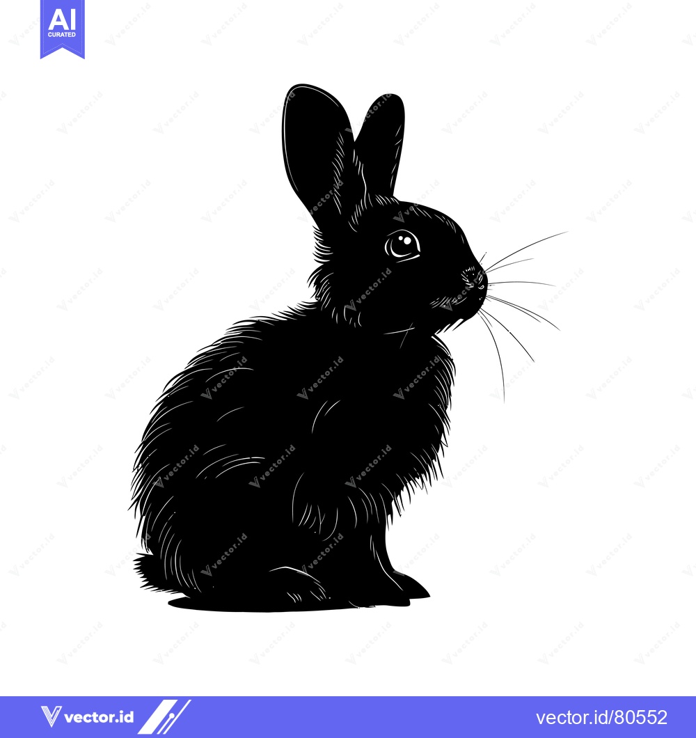 Premium Vector dari Black and White Silhouette of a Sitting Rabbit