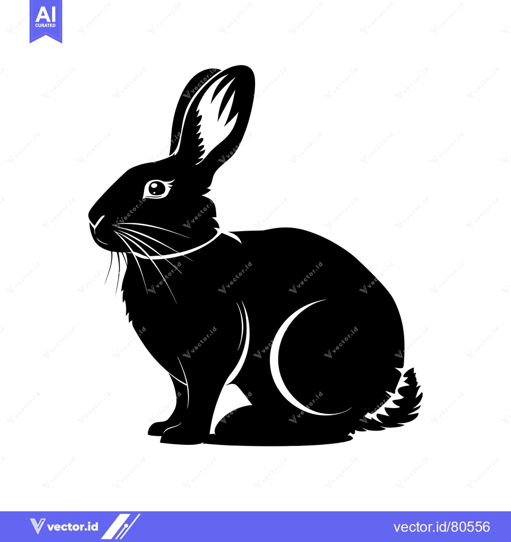 Premium Vector dari Black and White Silhouette of a Sitting Rabbit