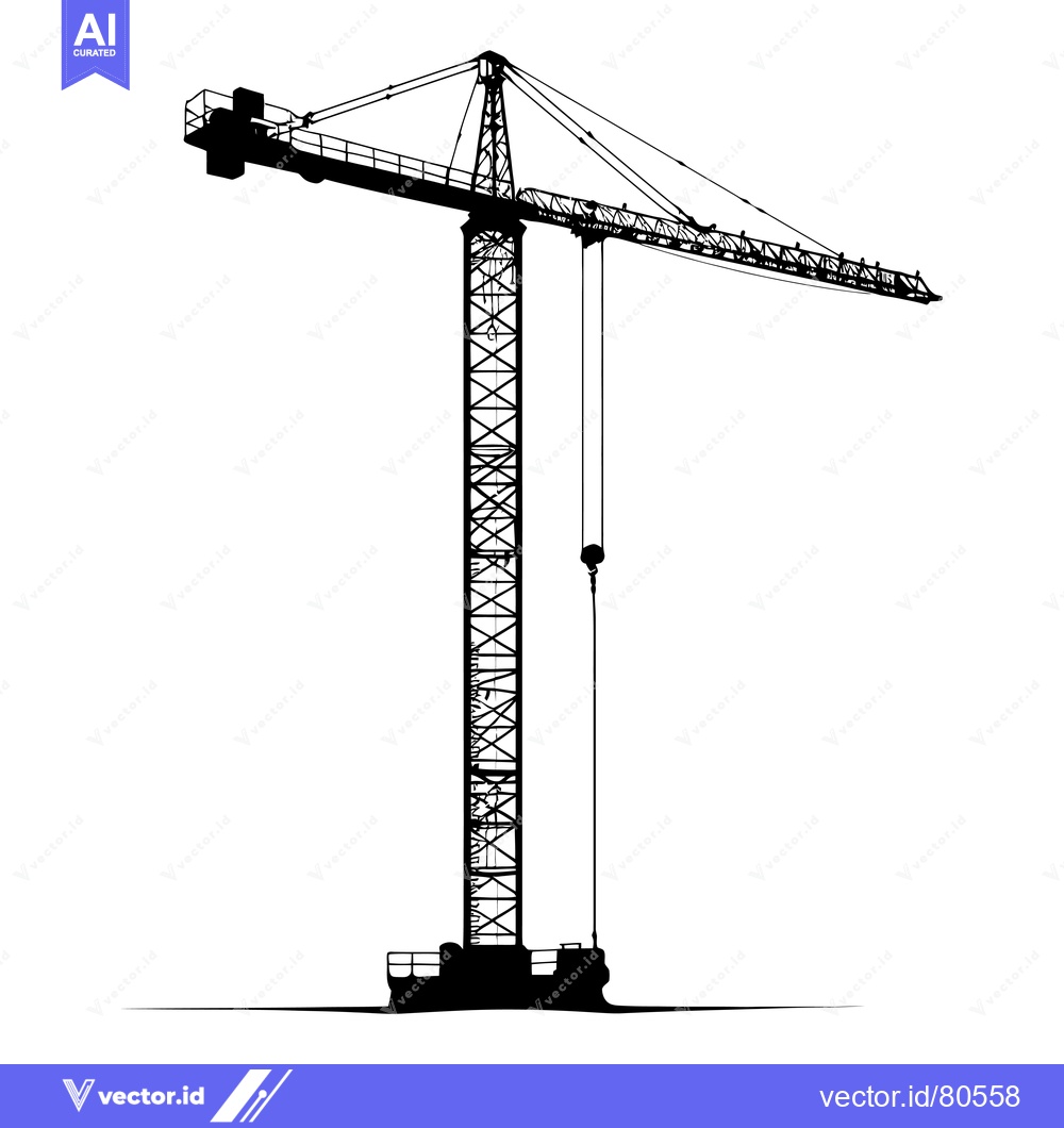 Premium Vector dari Silhouette of a Construction Crane with a Hook