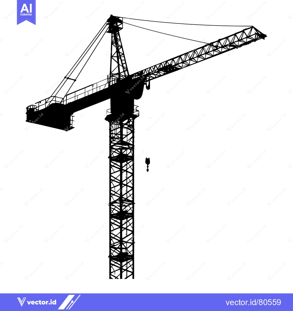 Premium Vector dari Black and White Silhouette of a Construction Crane