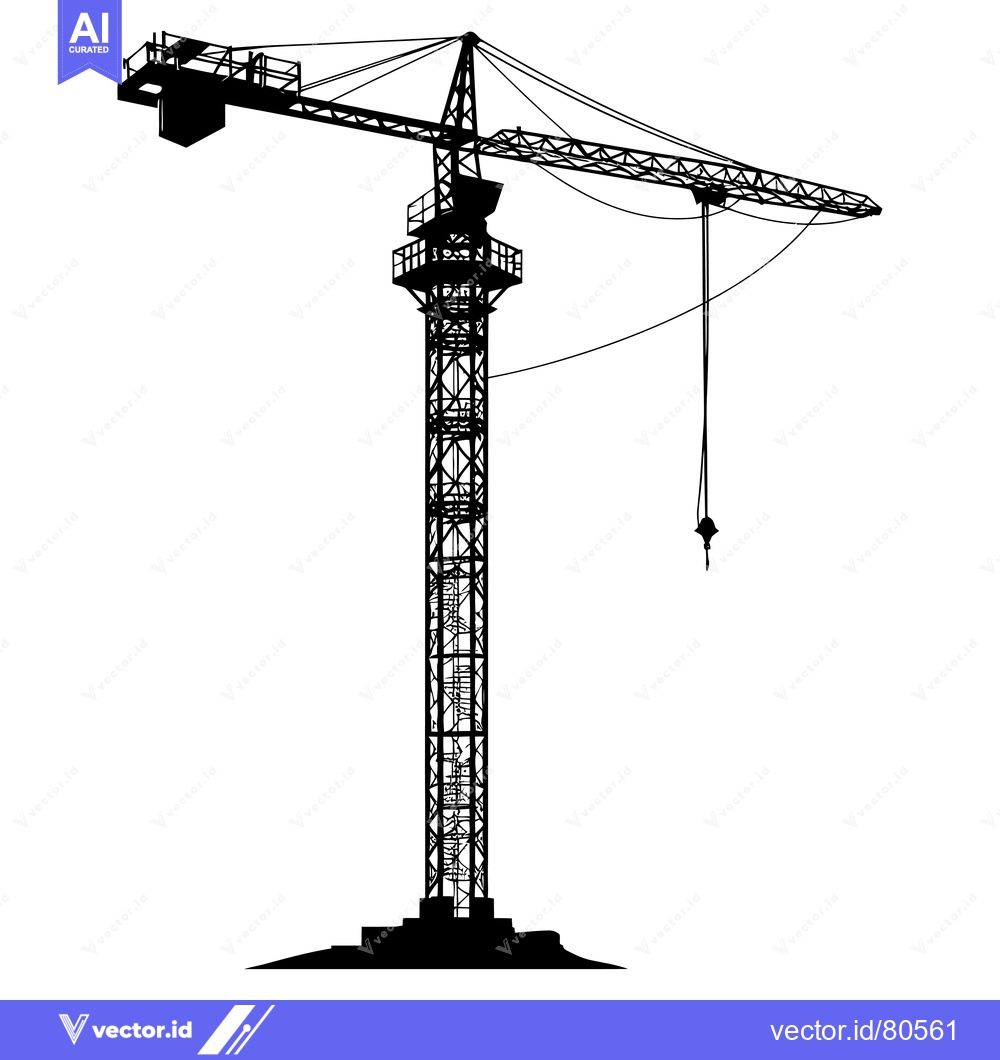 Premium Vector dari Silhouette of a Construction Crane with a Hook