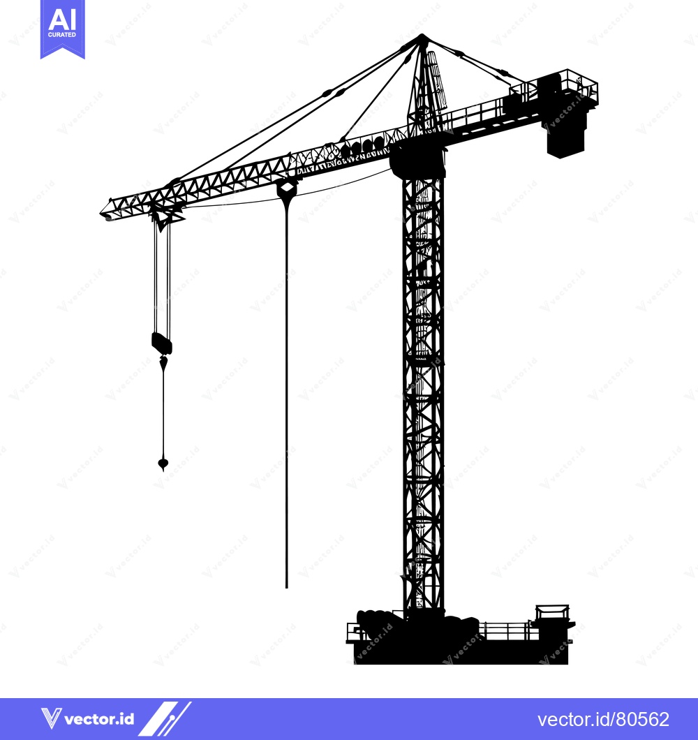 Premium Vector dari Silhouette of a Construction Crane with Cables