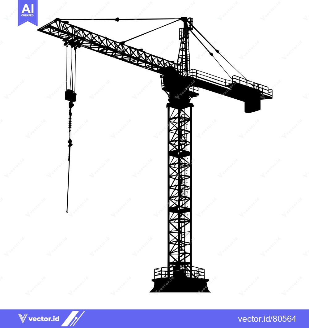 Premium Vector dari Silhouette of a Construction Crane with a Hook and Cable