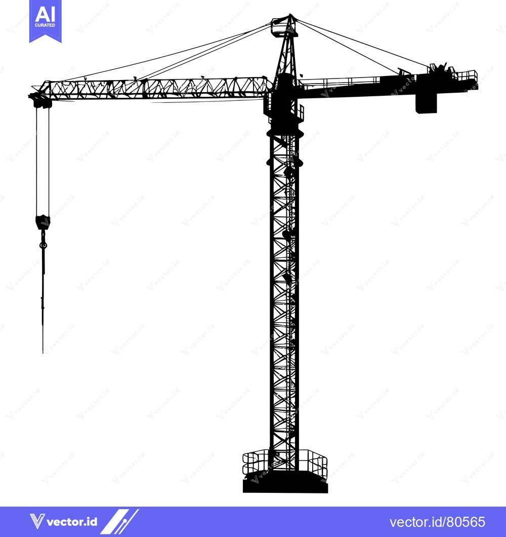 Premium Vector dari Black and white silhouette of a construction crane