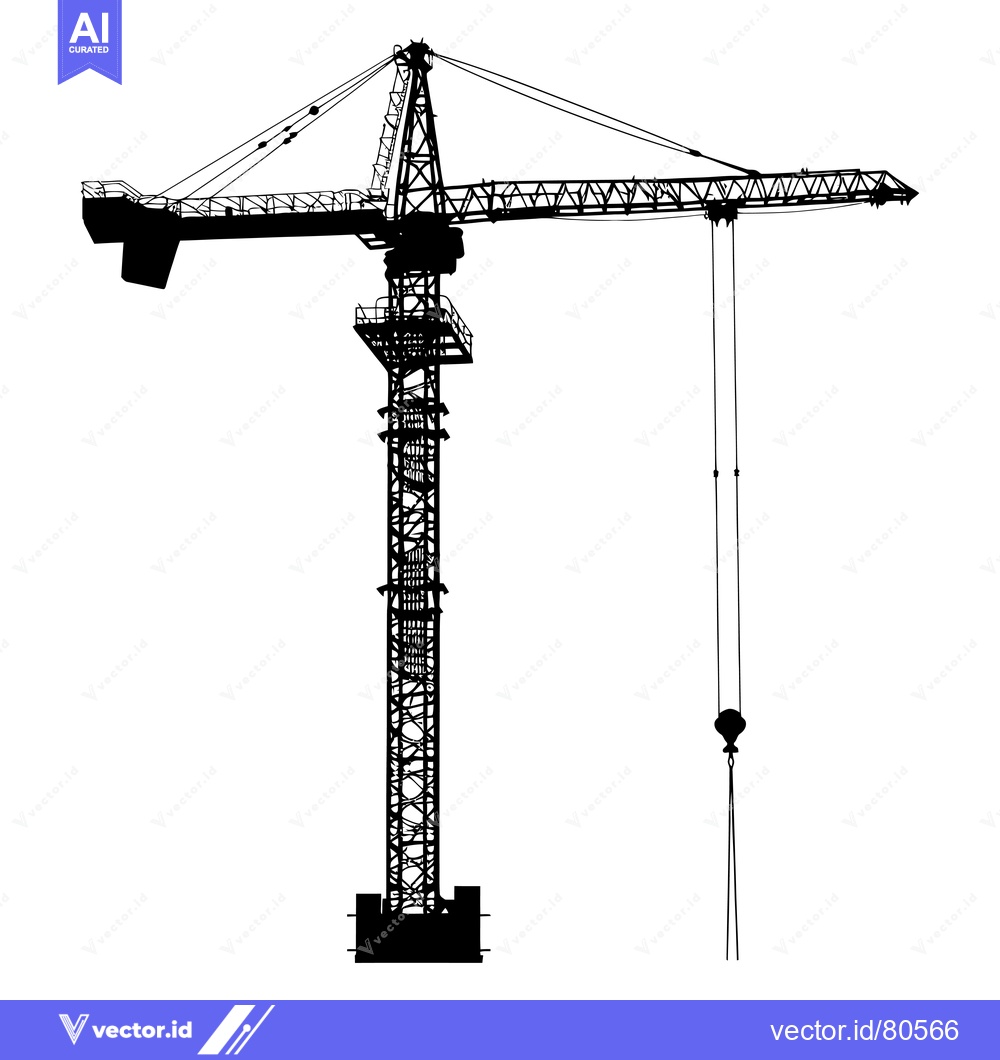 Premium Vector dari Silhouette of a Construction Crane with a Hook