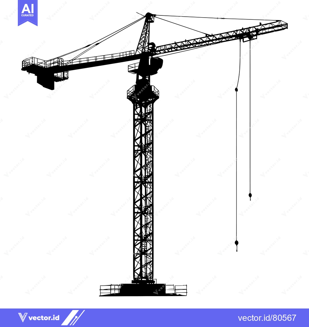 Premium Vector dari Silhouette of a Tower Crane with an Extended Boom