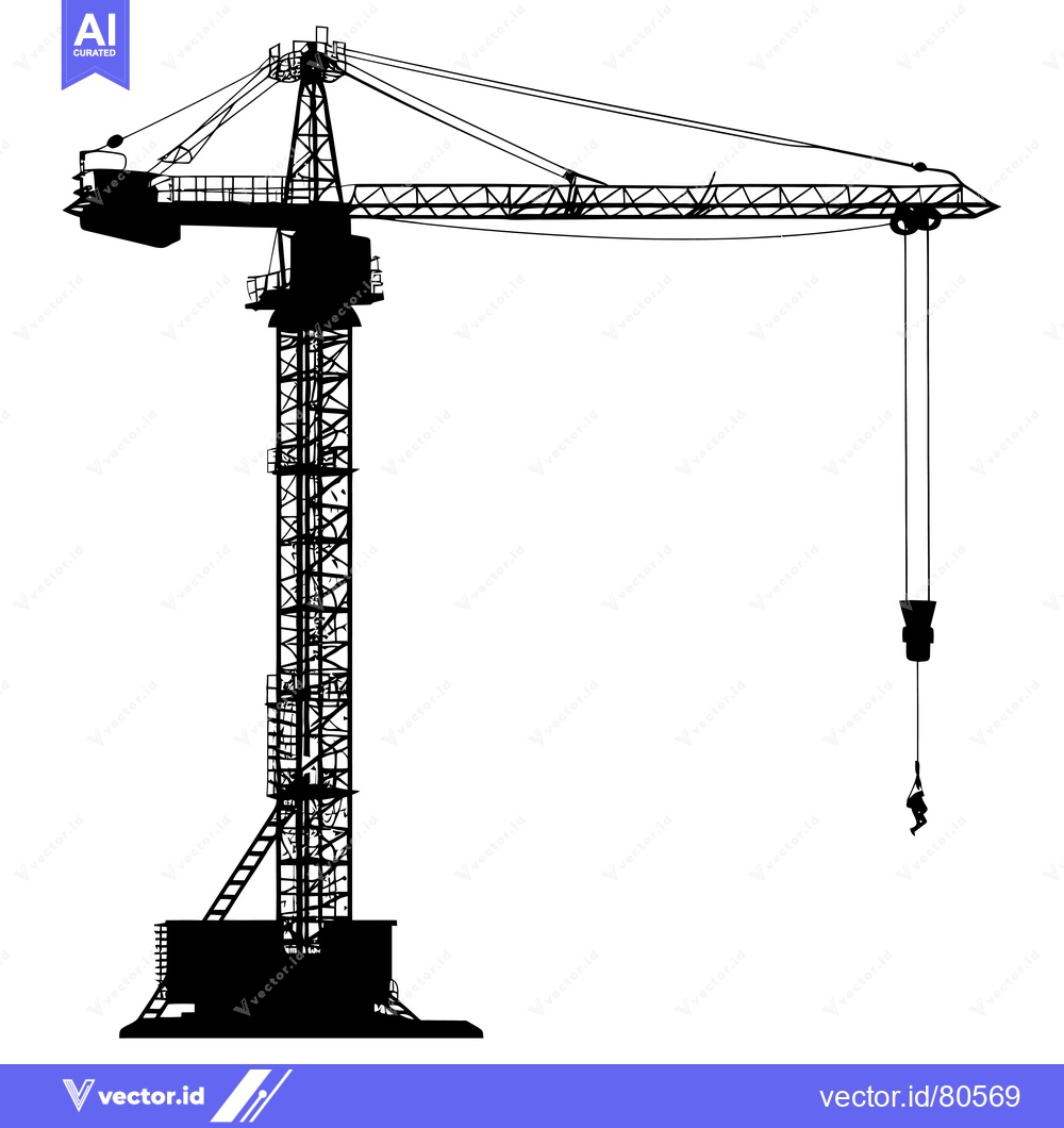 Premium Vector dari Silhouette of a Tower Crane with a Hook