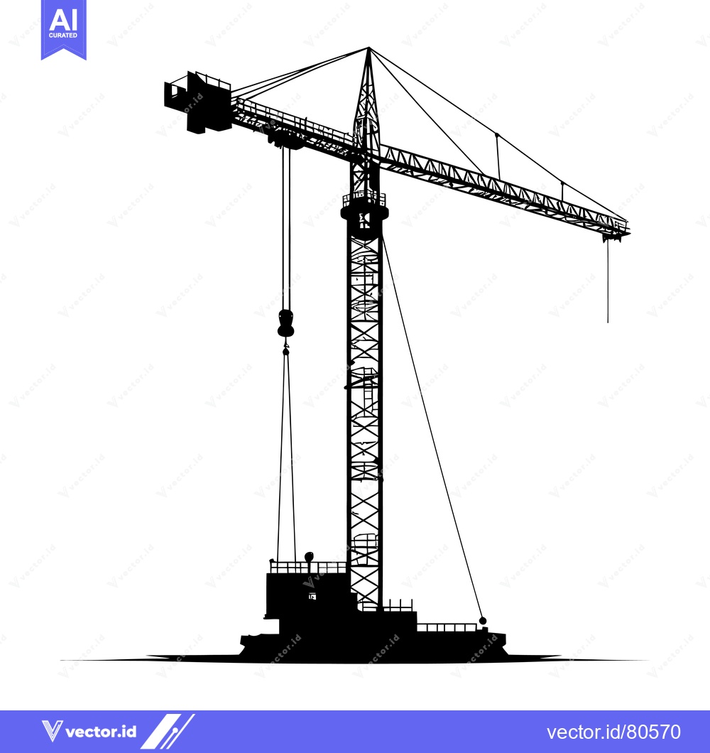 Premium Vector dari Black and White Silhouette of a Construction Crane