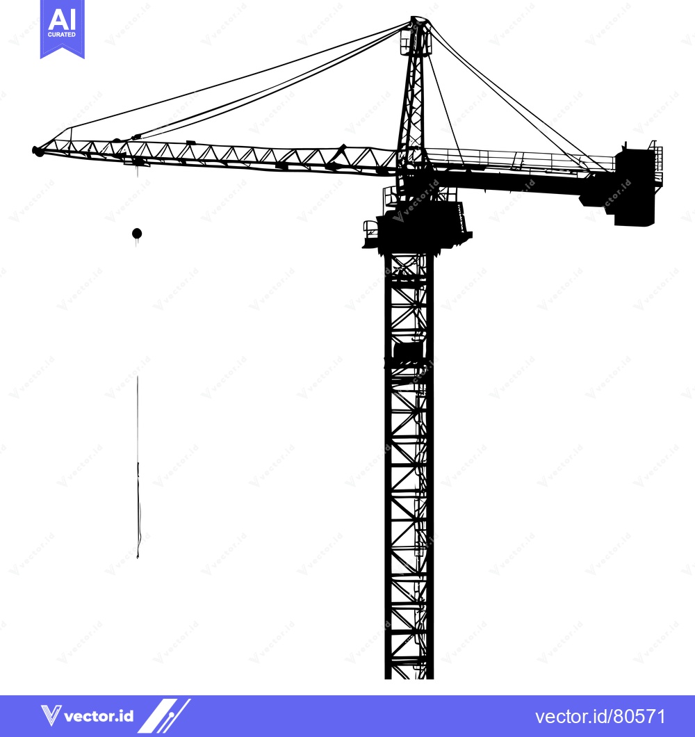 Premium Vector dari A Black and White Silhouette of a Construction Crane
